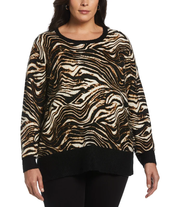 Plus Size Animal Print Slouchy Sweater