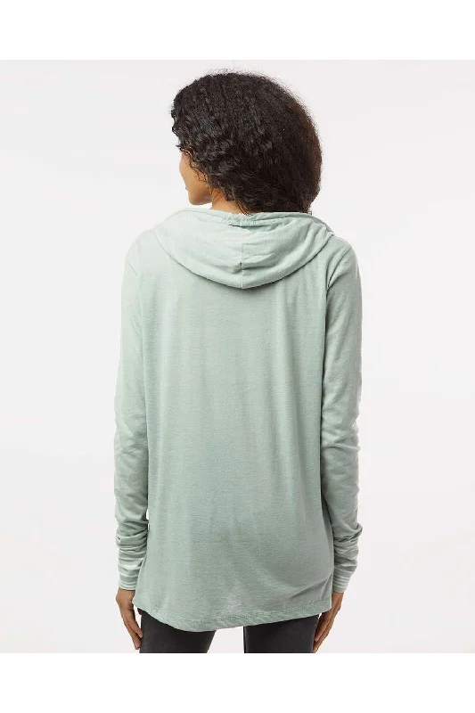 MV Sport Womens Heathered Jersey Hooded T-Shirt Hoodie - Greenstone - NEW