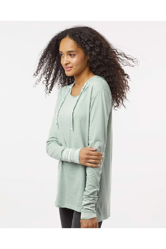 MV Sport Womens Heathered Jersey Hooded T-Shirt Hoodie - Greenstone - NEW