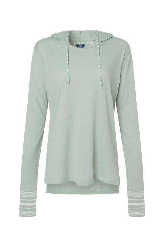 MV Sport Womens Heathered Jersey Hooded T-Shirt Hoodie - Greenstone - NEW