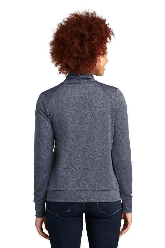 New Era Womens Performance Terry Full Zip Sweatshirt - Heather True Navy Blue