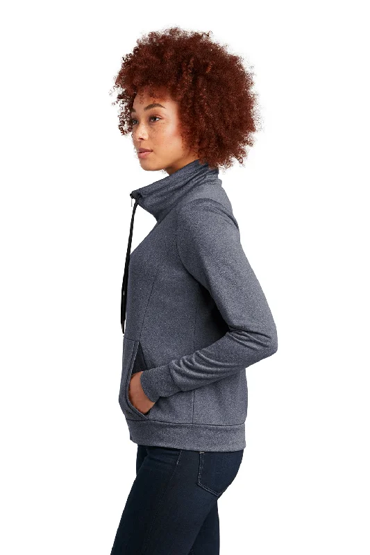 New Era Womens Performance Terry Full Zip Sweatshirt - Heather True Navy Blue