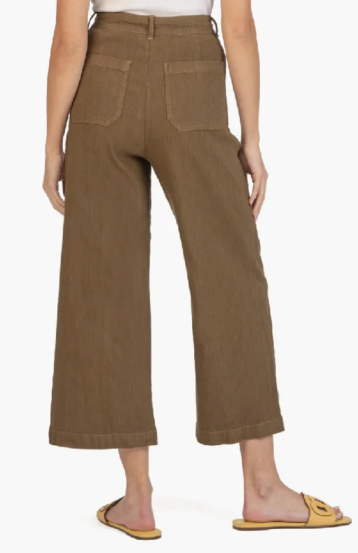 Topaz-Wide Leg Pant with Porkchop Pockets (Dark Olive)