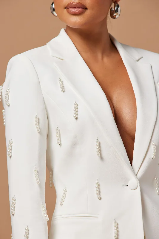 Bella Embellished Blazer - Ivory