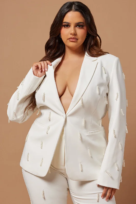 Bella Embellished Blazer - Ivory