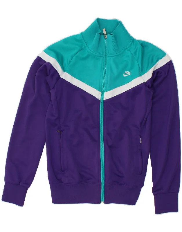 NIKE Womens Tracksuit Top Jacket UK 8/10 Small Purple Colourblock