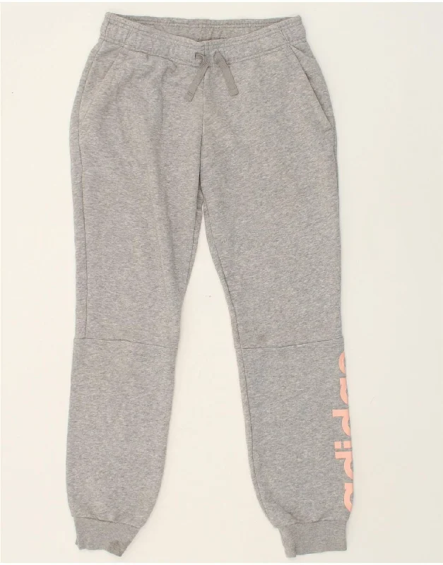 ADIDAS Womens Graphic Tracksuit Trousers Joggers UK 8-10 Small Grey Cotton