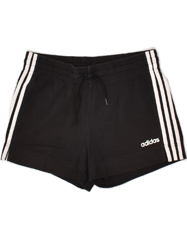 ADIDAS Womens Sport Shorts UK 12 Medium Black Cotton