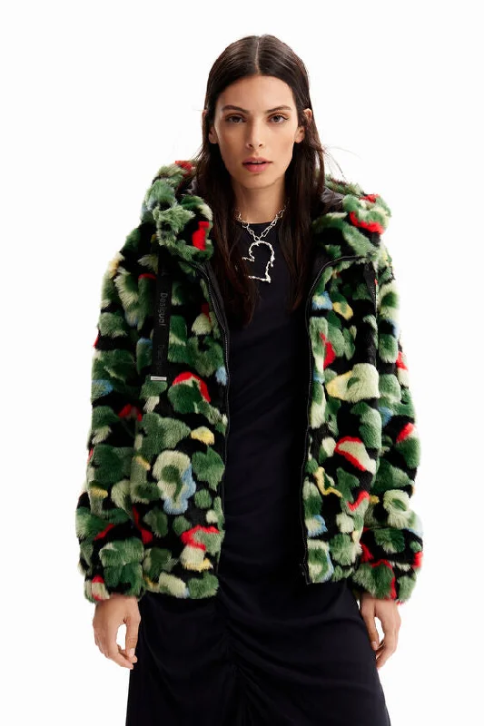 Desigual Camo Fur-Effect Jacket