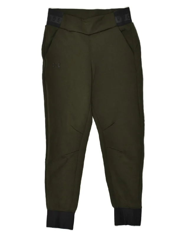 UNDER ARMOUR Womens Tracksuit Trousers Joggers UK 6 XS Khaki