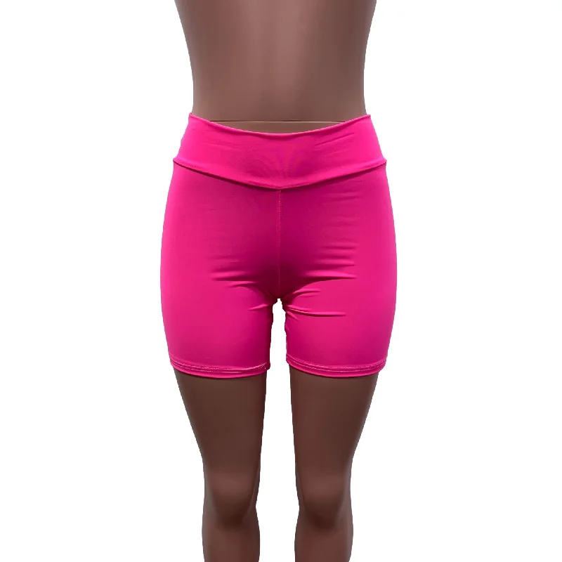 Biker Shorts in Neon Pink Barbie Spandex - Choose Low, Mid, or High-Waist