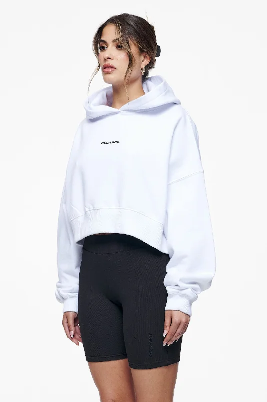 Culla Logo Oversized Cropped Hoodie White