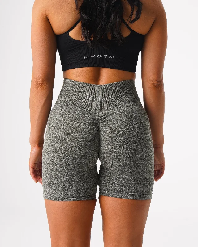 Khaki Green Scrunch Seamless Shorts