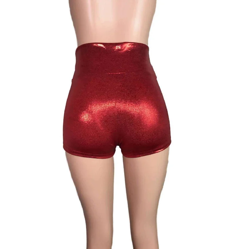 High Waisted Booty Shorts - Red Mystique