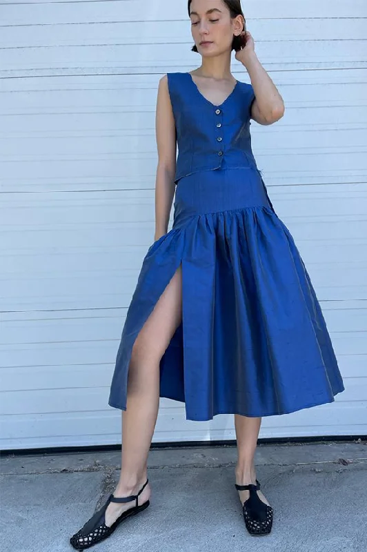 Silk Garden Skirt in Blue