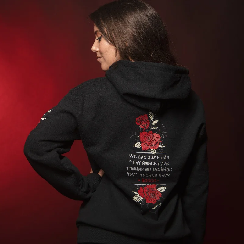 Women's Roses Have Thorns Hoodie - Black