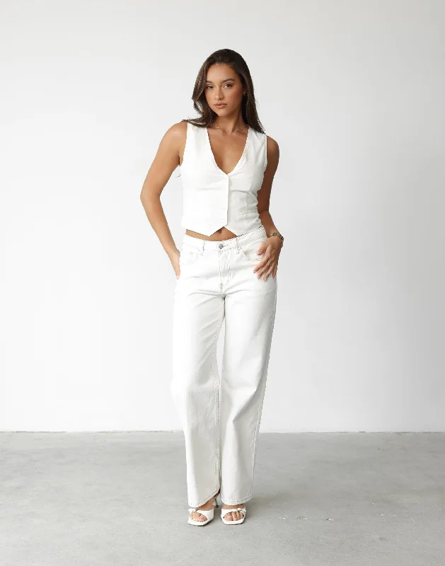 Keanna Linen Vest Top (White)