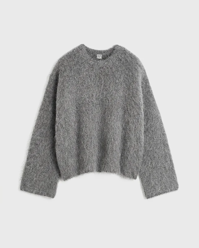 BOXY ALPACA KNIT / DARK GREY MELANGE